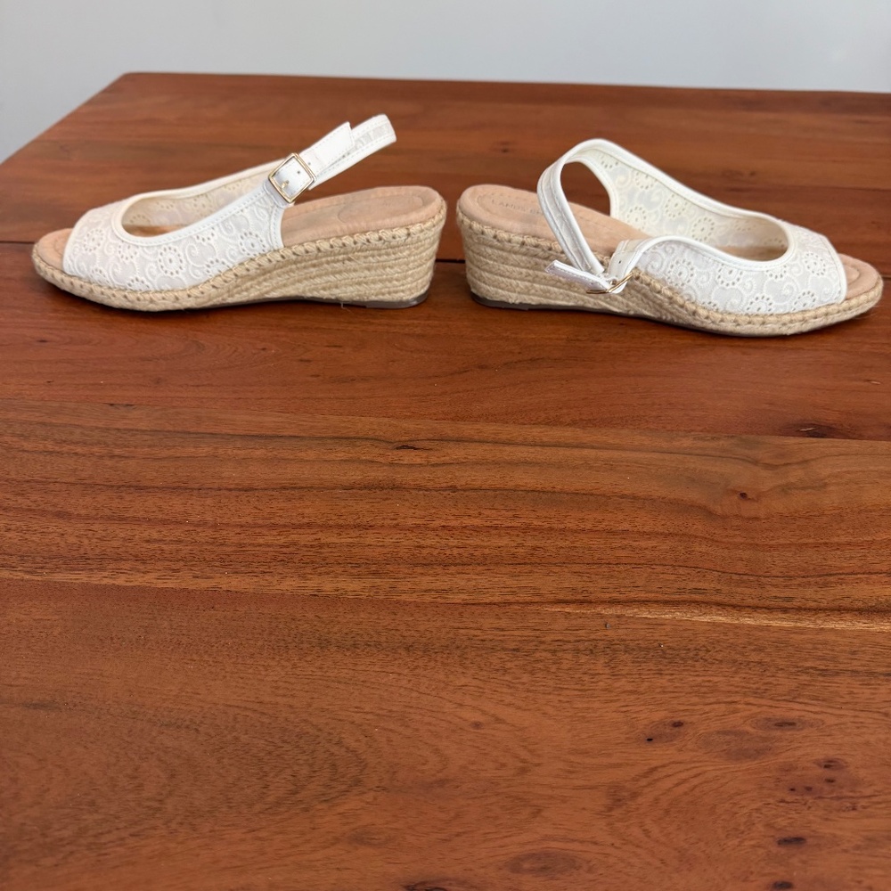 Lands End Off White Sling Back Open Toe Espadrill… - image 3